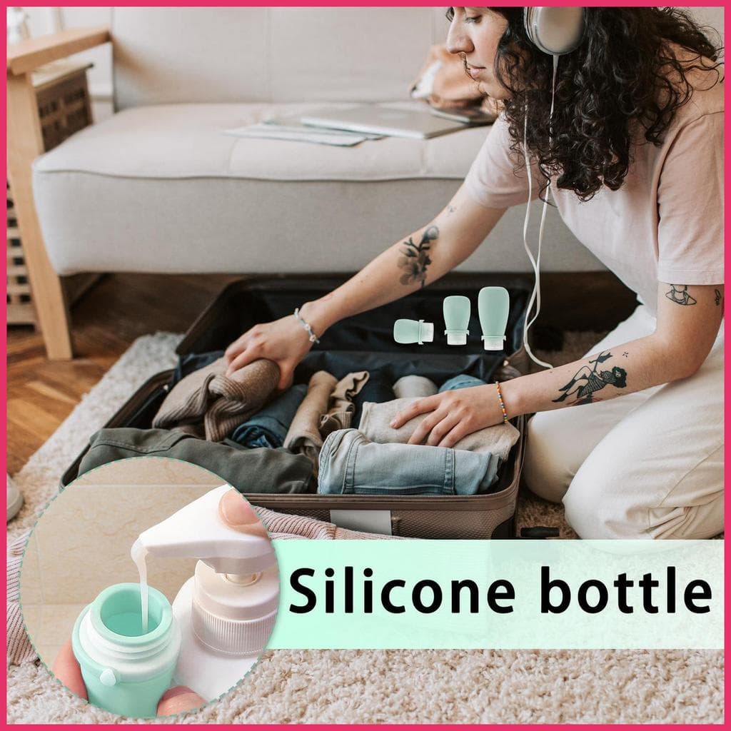 Garrafas De Produtos De Higiene Pessoal De Tamanho De Viagem 3 Peças Vazias De Silicone À Prova De Vazamento Recarregáve