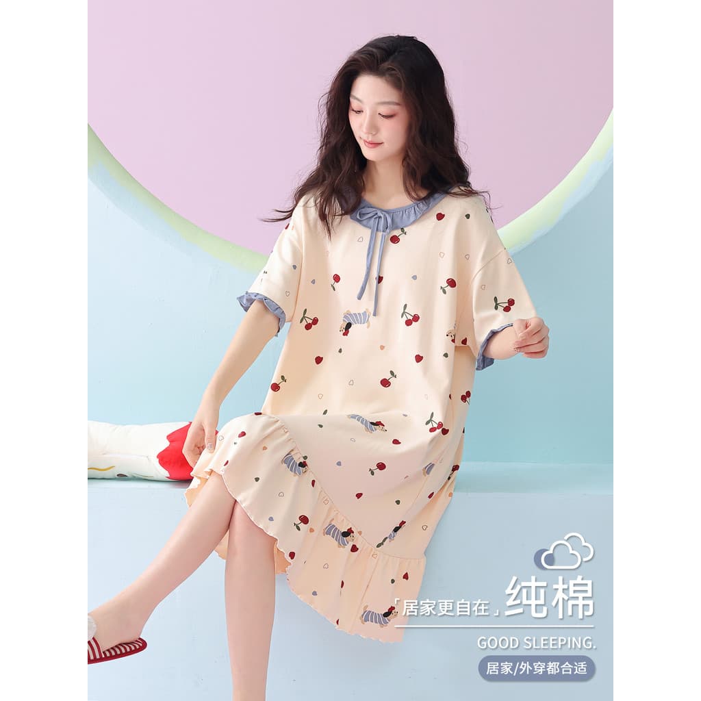 Fenteng Ke'an camisola feminina verão puro algodão feminino High-End de manga curta homem pijamas feminino 2026 novo est