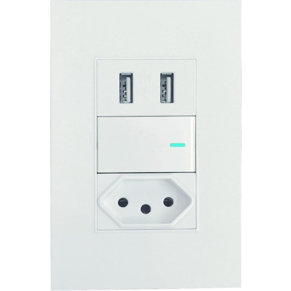 Interruptor Paralelo, Tomada E Entrada Dupla Carregador USB Parede