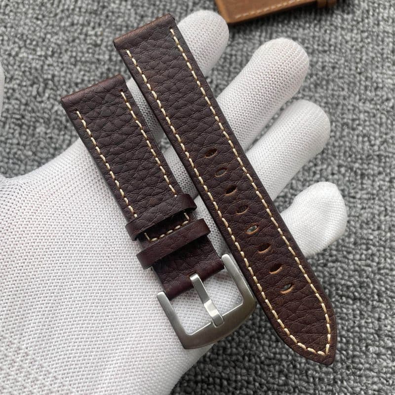 [Alça] Pulseira de relógio de couro de vaca estilo simples padrão de lichia retrô simples 18, 20, 22 mm relógio intelige