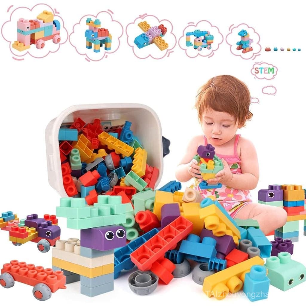 78 Peças de Blocos de Construção STEM Macios para Crianças de 18 Meses a 6 Anos. Mega Blocos para Bebês. Grandes Blocos
