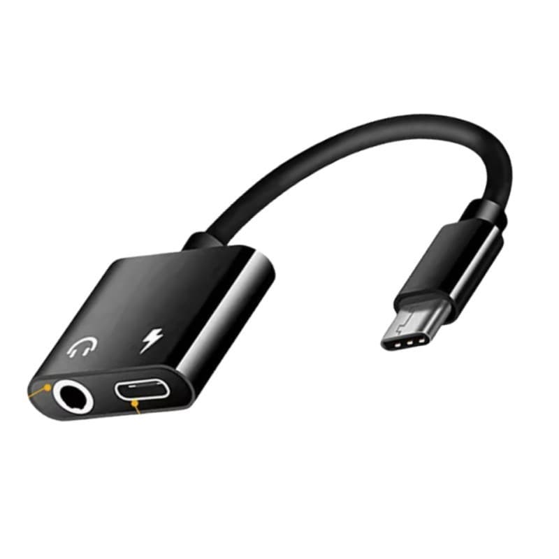 [Estoque pronto] tipo c Cabo adaptador de fone de ouvido dois em um Adaptador de áudio para celular 3.5 mm para converso