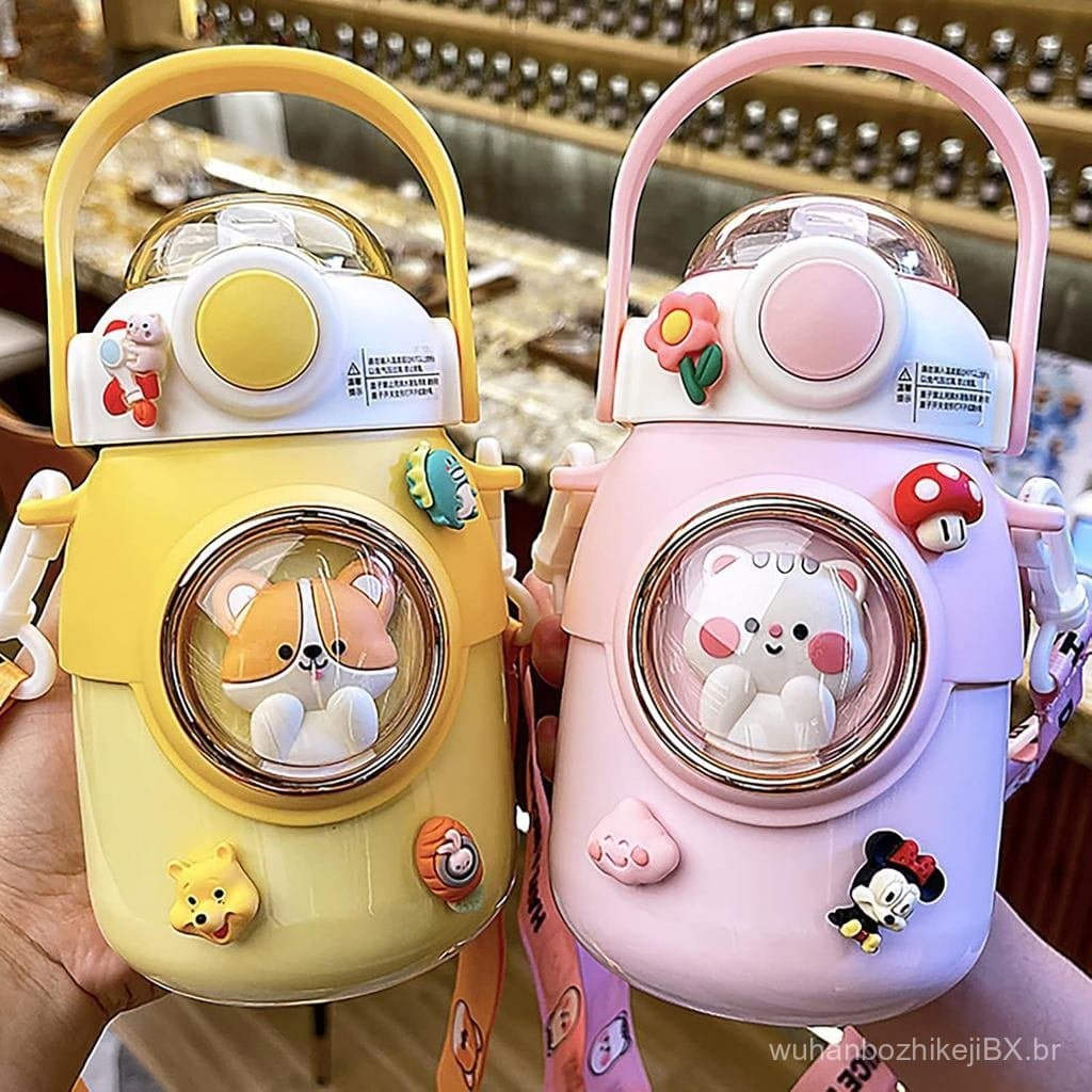 NCDUANSAN 700ML Copo Térmico Kawaii em Aço Inoxidável 316, Garrafa Portátil com Canudo para Meninas, Ideal para Atividad