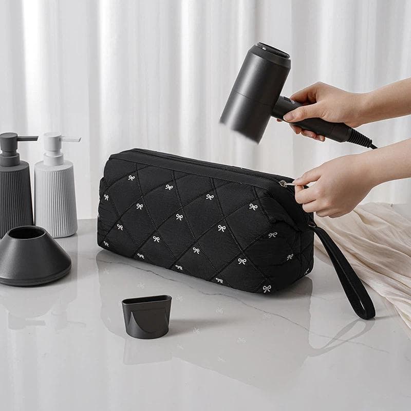 Saco De Armazenamento De Secador De Cabelo Feminino Para Viagens Bonito Arco Bordado Acolchoado Ferramentas À Prova Dwat