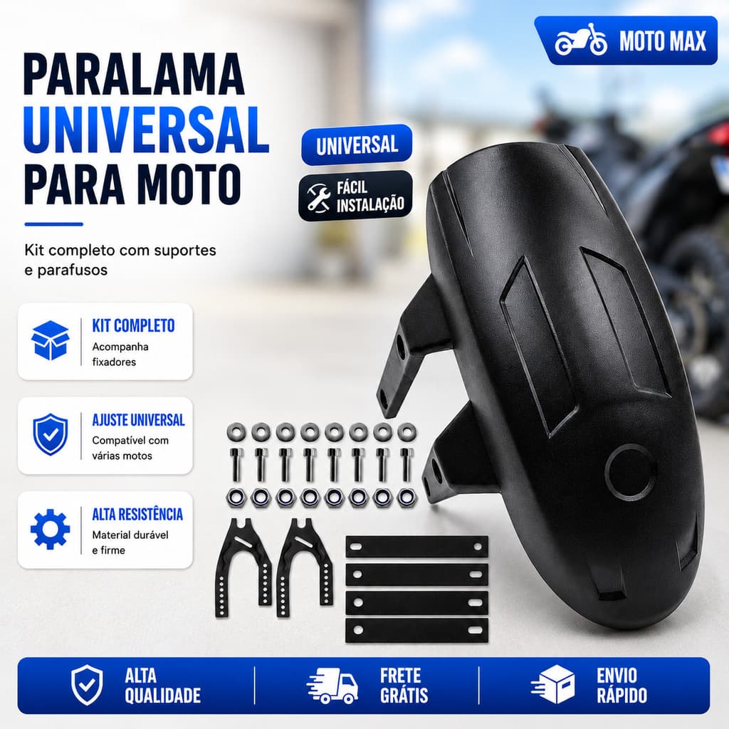 Paralama Traseiro para Motocicleta Universal – À Prova de Respingos e Acessórios de Roda – Fácil Instalação