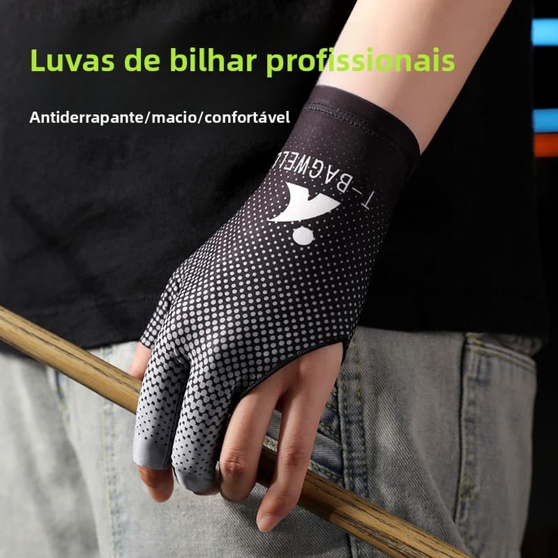 As luvas de bilhar são leves e respiráveis, de três dedos e de meio dedo, luvas profissionais para snooker, antiderrapan
