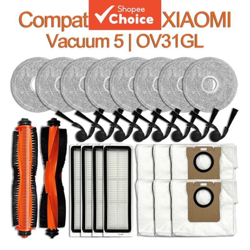 Kit de Acessórios de Reposição para Aspirador Robô: Escova principal anti-corte de cabelo, escovas laterais, filtro