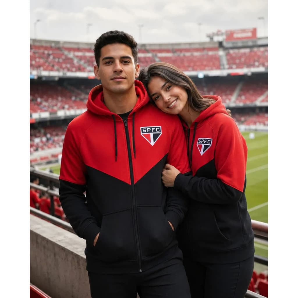 Kit 2 Jaquetas São Paulo Tricolor Capuz Zíper Torcida