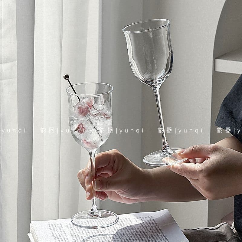 Copo de coquetel espumante champanhe vinho tinto vidro luz luxo alto valor copo de vinho doce estilo ins taça de limão