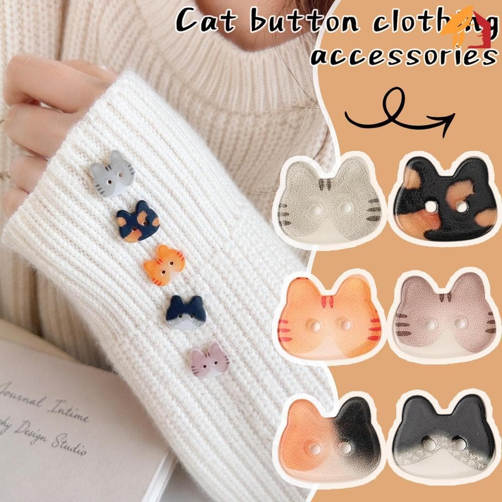 Botão De Vestuário De Gatinho De Desenho Animado-10 Peças Enfeite De Resina Pintável-Chapéus Versáteis Scrapbooking Forn