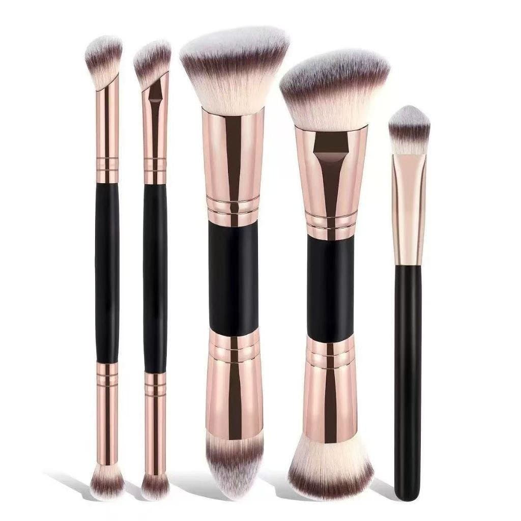 Kit 5 Pincéis Duo 2 em 1  – 9 Pontas para Base, Corretivo, Pó e Esfumado 025-051