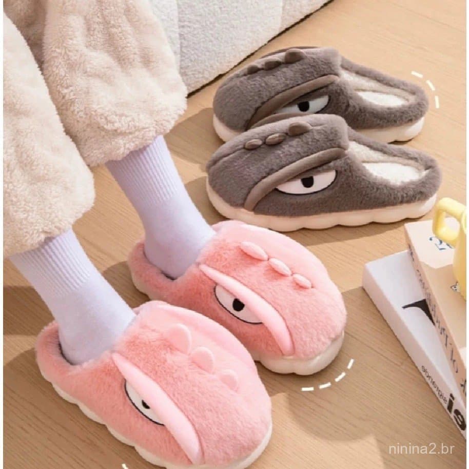 Pantufa Infantil Dragão Dinossauro Quentinha Antiderrapante Inverno Frio Dia Das Crianças
