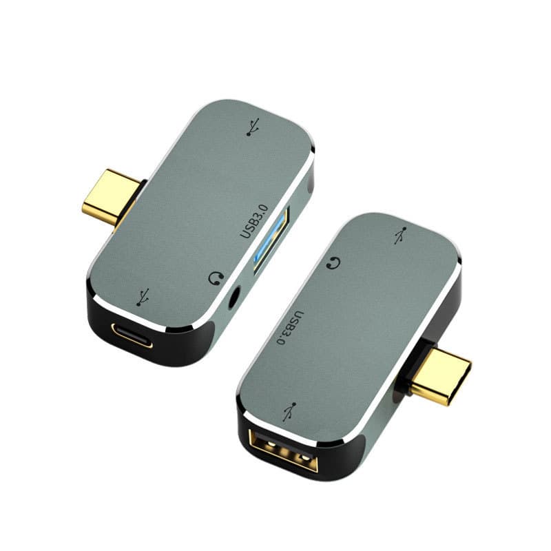 Adaptador Multifuncional Tipo C | Conector De Fone De Ouvido De 3.5 Mm + Hub USB 3.0/2.0 Adequado Para Celular/Laptop/Ta