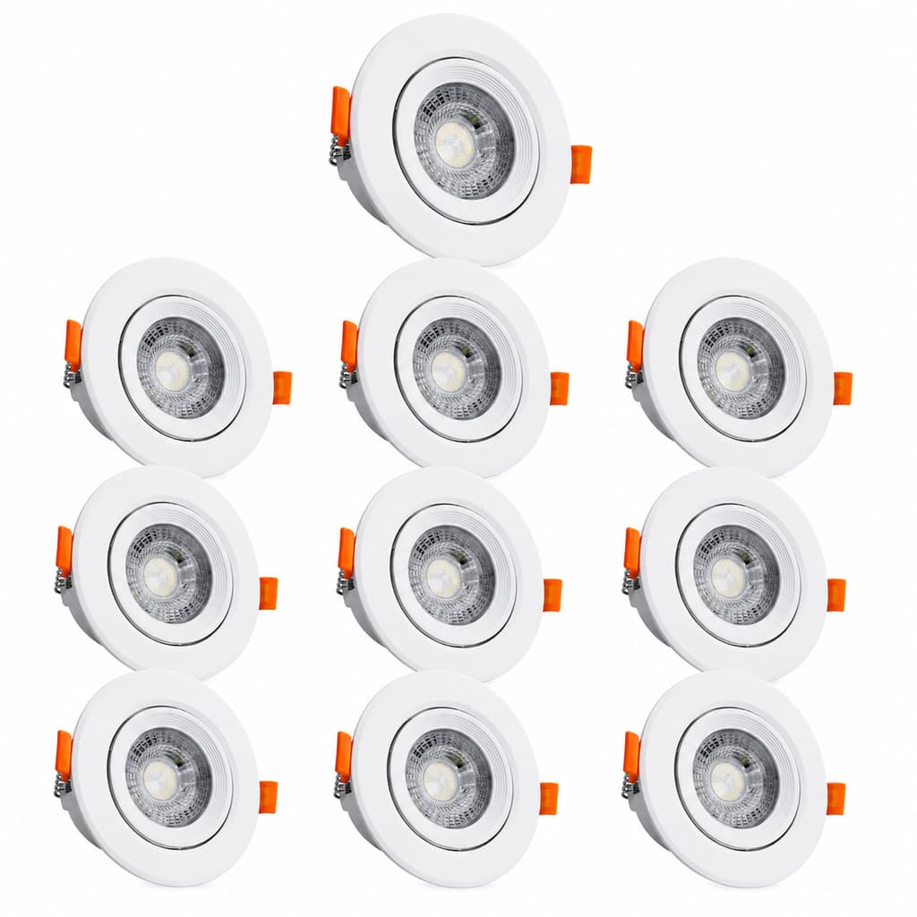 Kit 10 Spot LED Embutir Redondo 7W Branco Frio 6500K Bivolt 560lm Painel LED Teto Gesso PVC