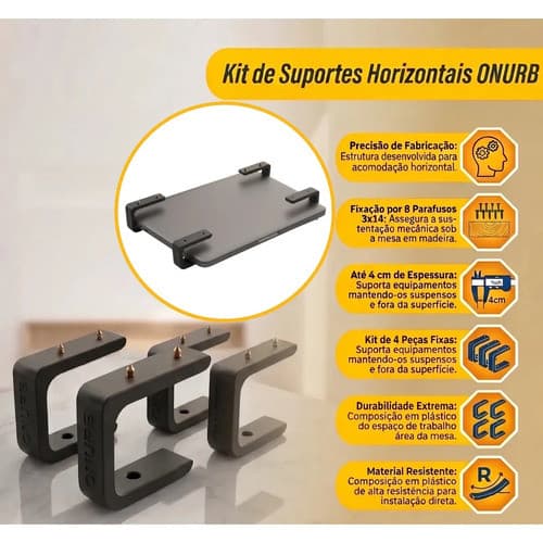 Suporte Para Notebook Computador Em Baixo Da Mesa Onurb Suporte Base Apoio P/ Fixar Notebook Onurb Preto