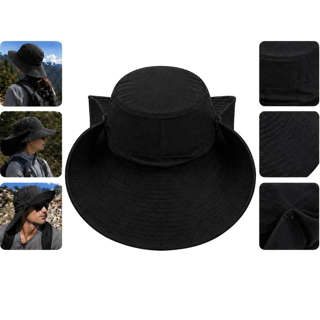 Chapéu de Sol Dobrável com Aba Larga Preto