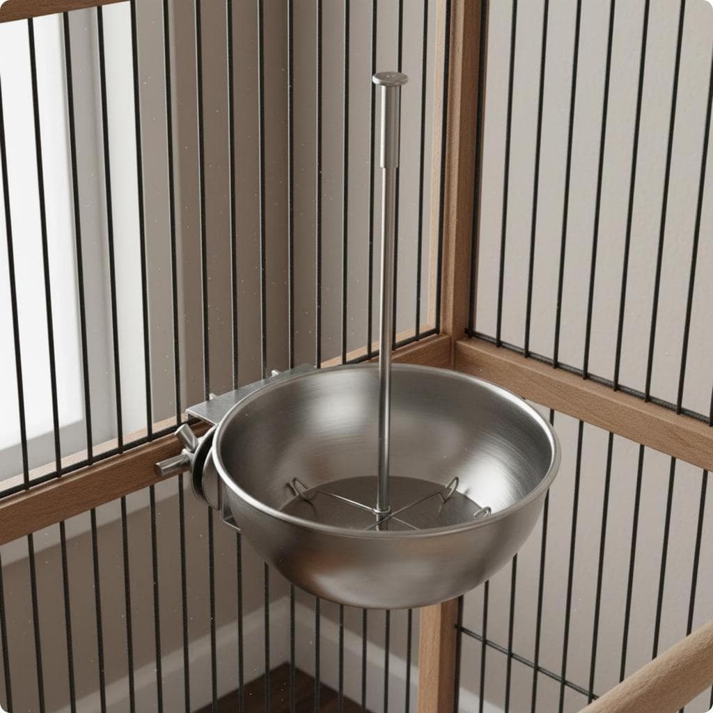 [reyalxaxg] Suporte De Aço Inoxidável Pendurado Alimentador De Pássaros Tigela De Copo De Alimentação De Papagaio Para A
