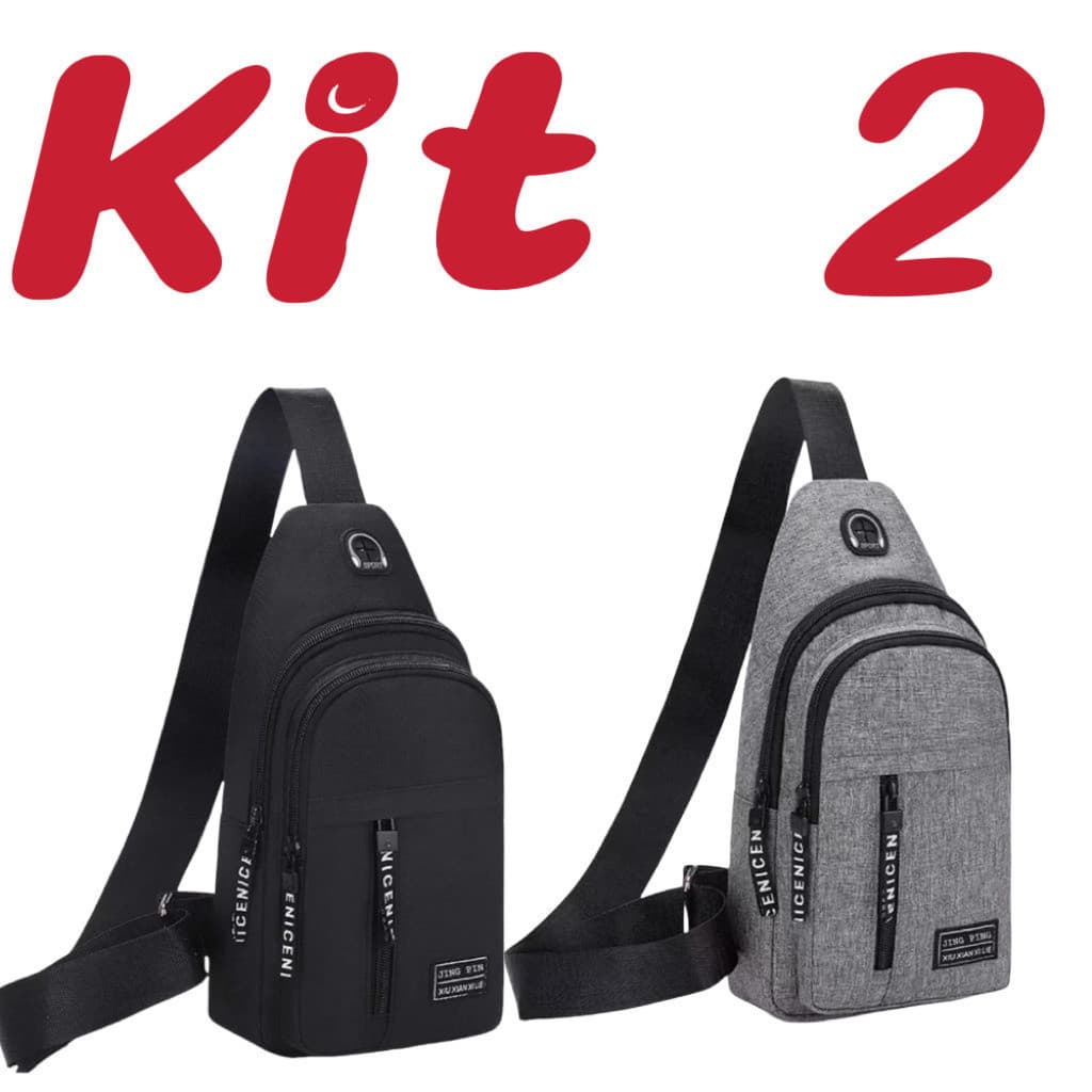 Kit 2 bolsas mensageiro masculinas de grande capacidade Jorge CCIM