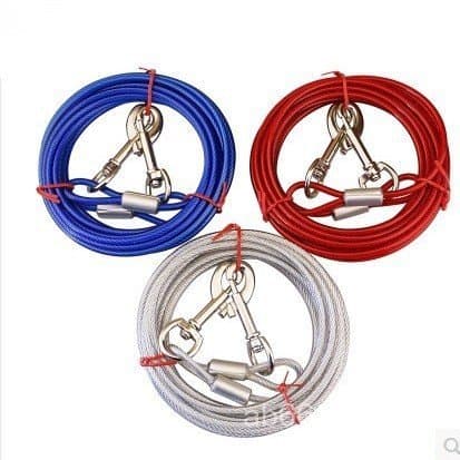 Coleira dupla para cães, estaca para cães com cabo de aço de uma para duas saídas, coleira para cães, corrente de ferro,