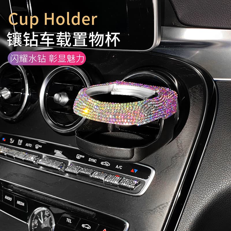 Suporte para copos com diamantes para saída de ar do carro, suporte para garrafas de bebidas, porta-cinzeiros inter