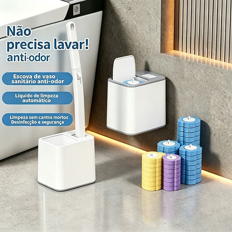 Disposable Toilet Brush with Refis, Wall Mount for Bathroom Cleaning