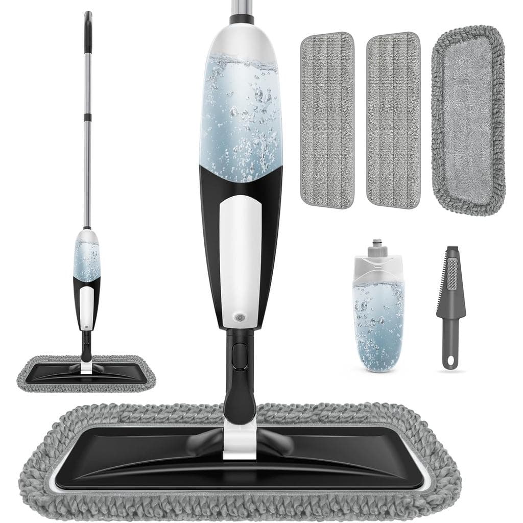 Mop com Pulverizador para Limpeza de Pisos: Mop de Microfibra para Uso Úmido e Seco em Madeira, Laminado, Azulejo, Vinil