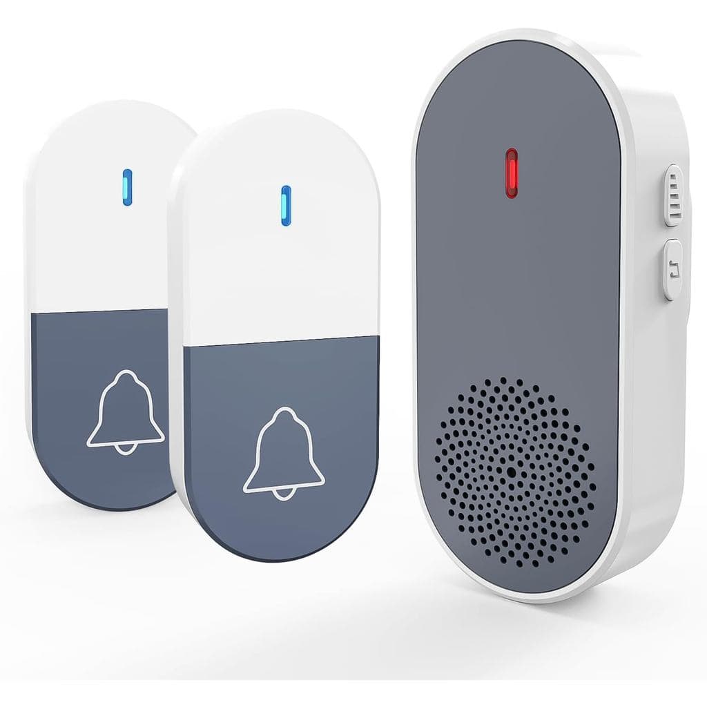 Campainha Sem Fio com 2 Botões, Campainha para Sala de Aula Fácil de Instalar com 36 Toques e 5 Níveis de Volume, Som Al