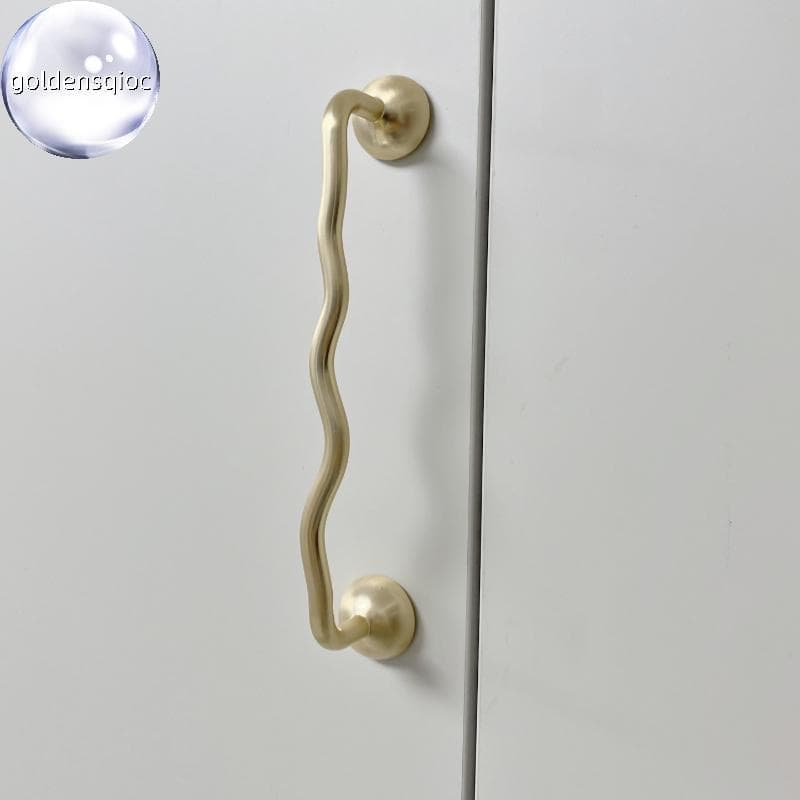 Ouro Elegante Design Ondulado Armário Puxa Liga De Zinco Resistente À Ferrugem Maçanetas Para Cozinha Cômoda DIY Projeto