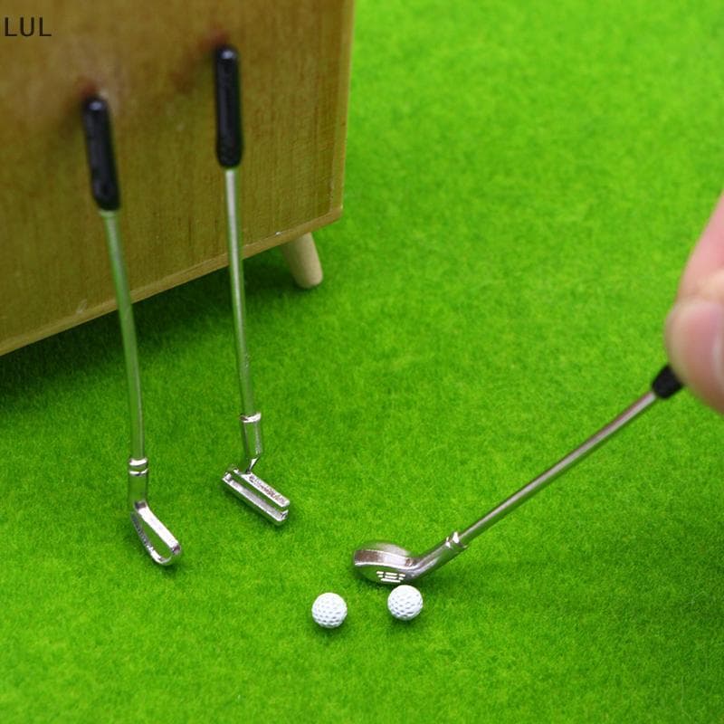 [LUL] 1 Conjunto De Tacos De Golfe Em Miniatura , Kit Pequeno , Casa De Bonecas , Mini Modelo Decorativo De Clube Adereç
