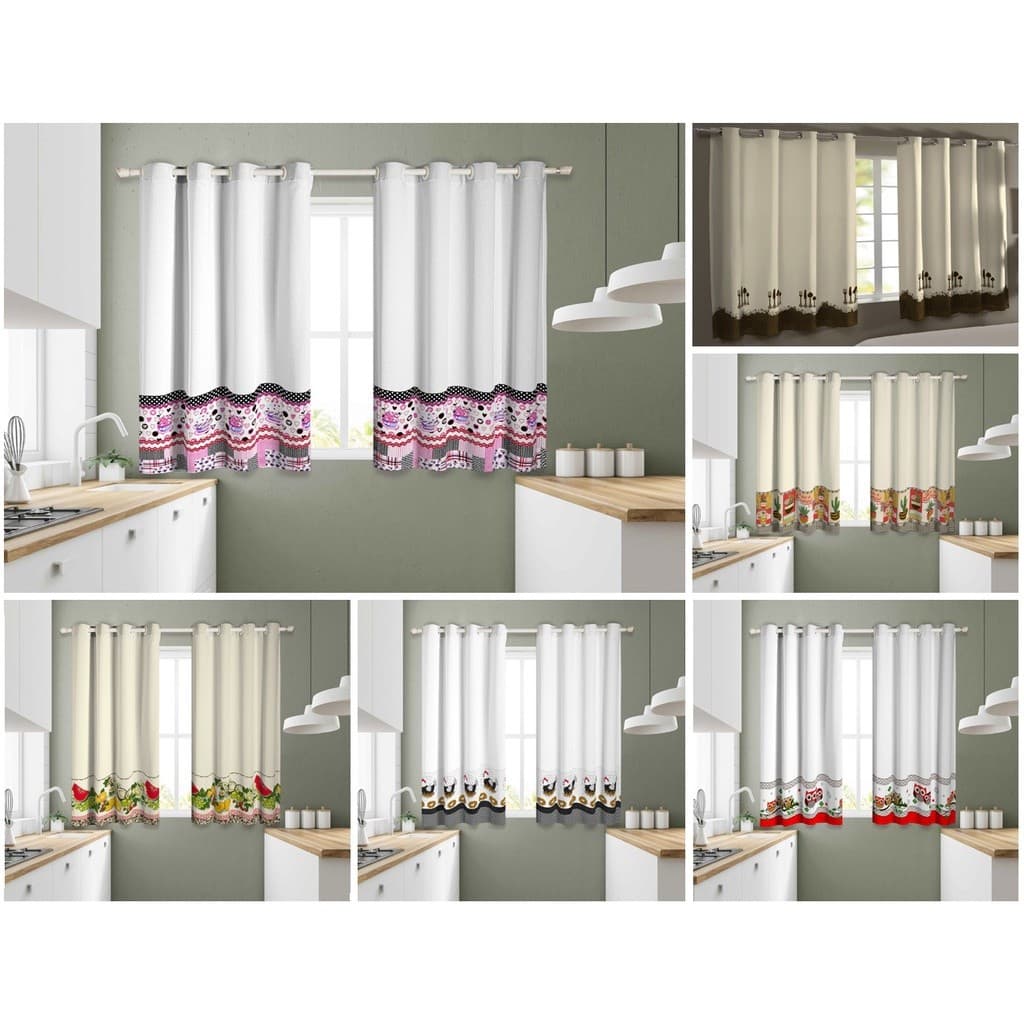Cortina de Cozinha 2,40 x 1,40 Tecido Linhão Grosso Estampas Variadas