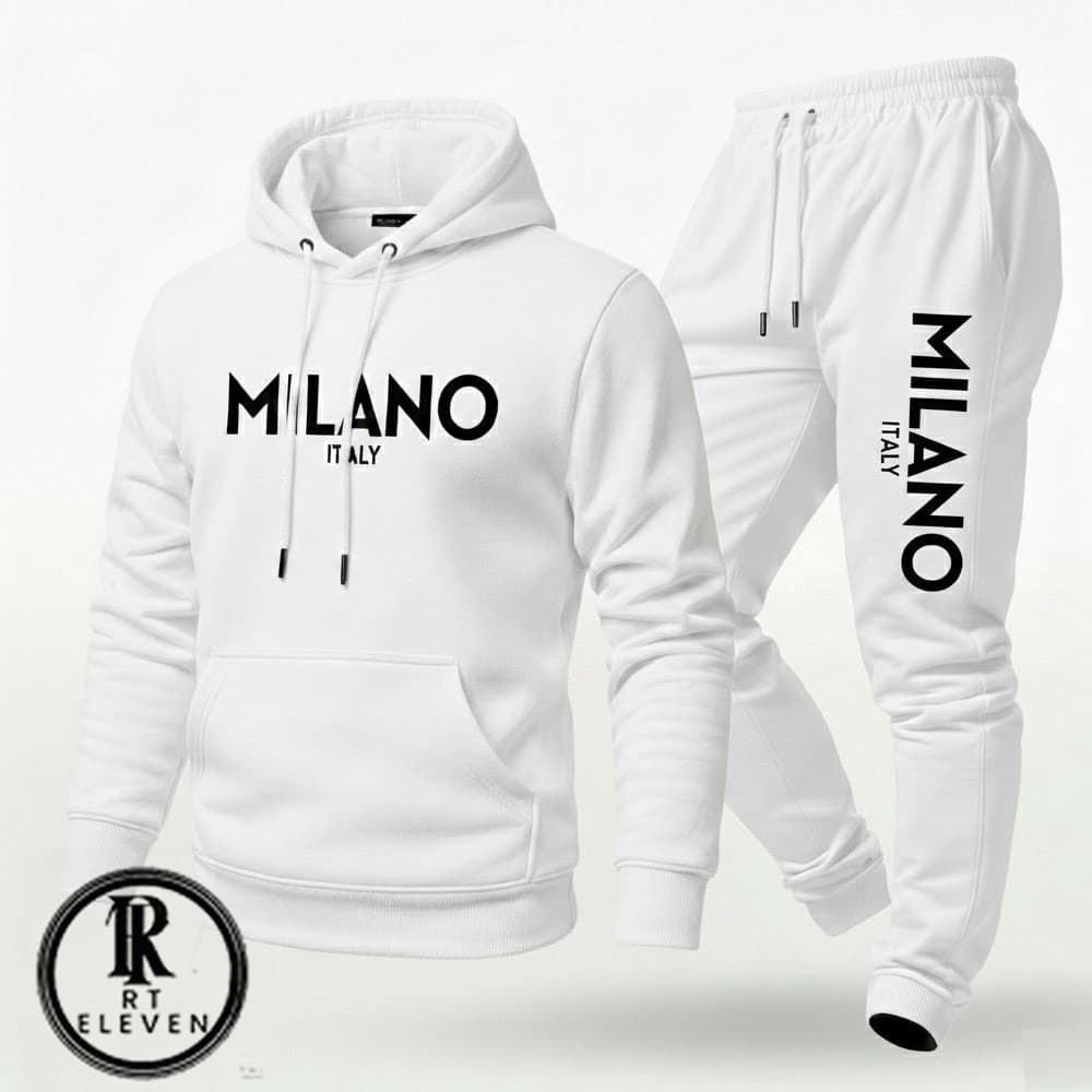 Conjunto Moletom Unissex Estampado Milano Italy Calça Moletom e Blusa Com Capuz Bolso Canguru Lançamento 2026 Linha RT