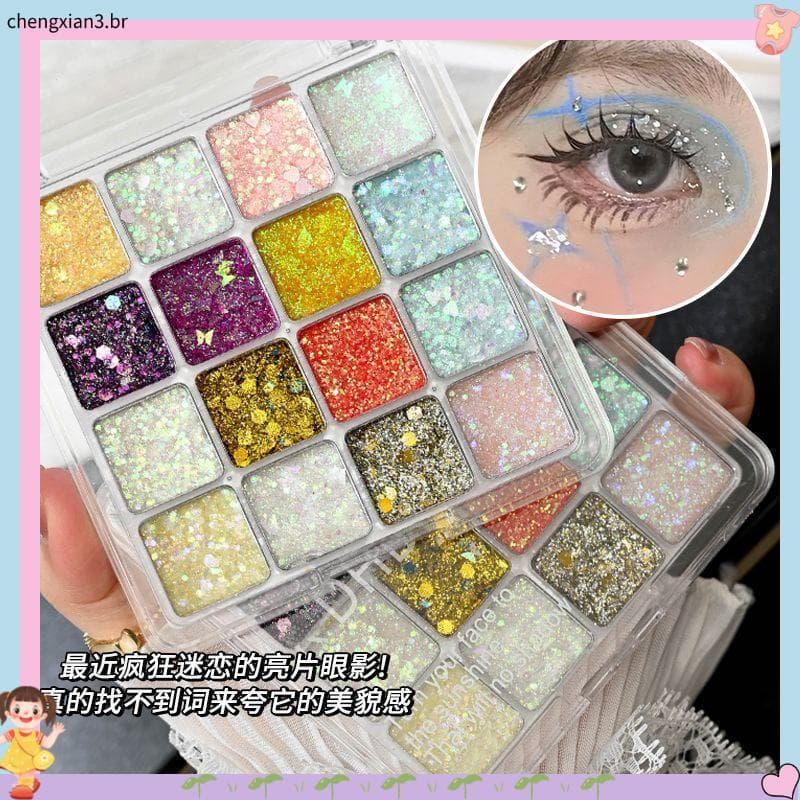 Sereia Ji 16 cores lantejoulas sombra Super brilhante cristal estudante palco desempenho Glitter maquiagem dos olhos des