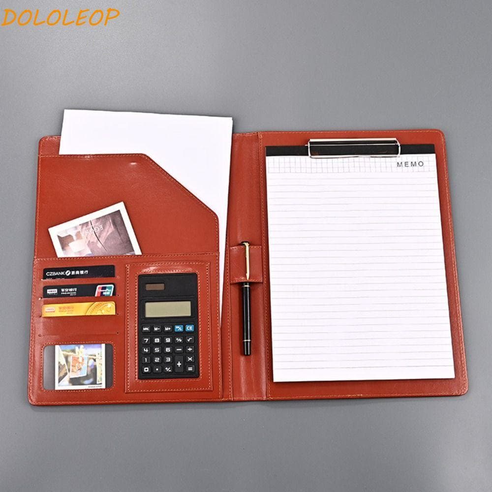 Pastas De Arquivo De Couro DOLOLEOP Clipboard , Pasta De Conferência A4 Portátil Para Armazenamento De Arquivos , Com