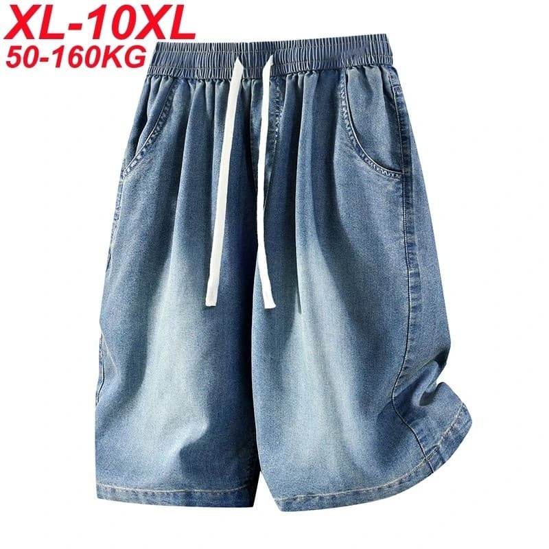 Calças de Verão Casuais para Homens Tamanho Grande, Estilo Hip Hop Streetwear, Shorts de Denim Retos
