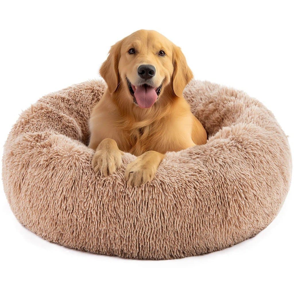Cama em Forma de Donut Crispyficialhing para Filhotes | AconcheganteNinhoLavávelNaMáquina | Pelúcia Impermeável de Pele