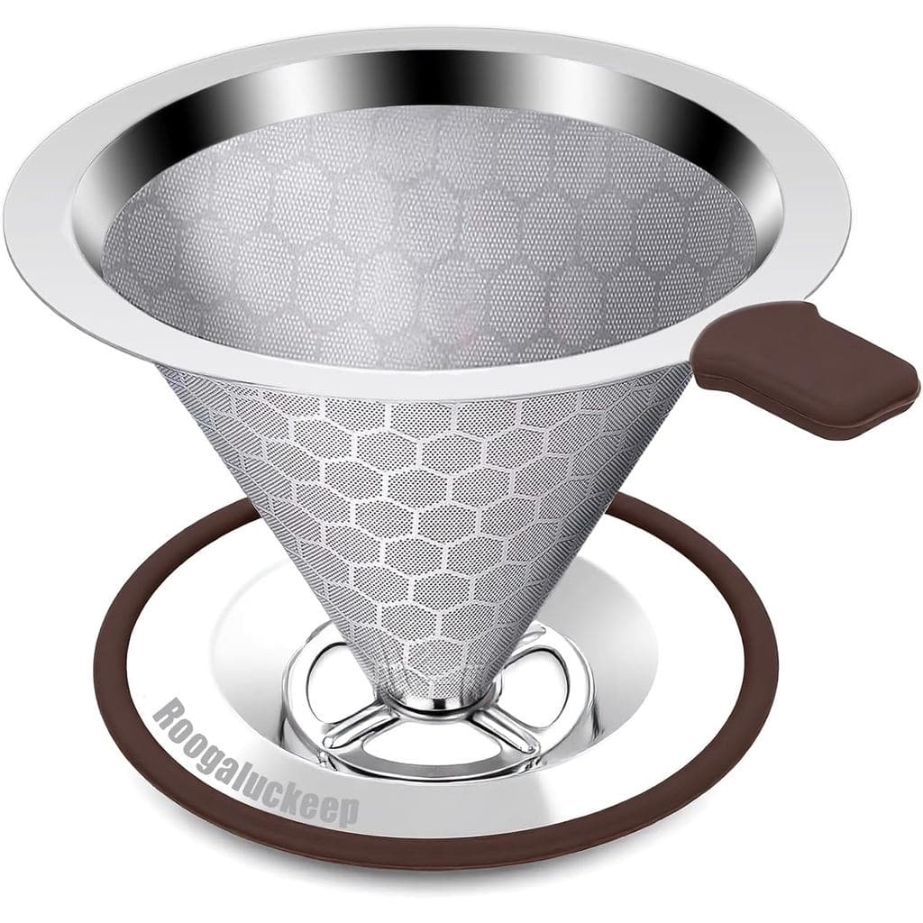 Dripper para Café Pour Over, Filtro Reutilizável de Aço Inoxidável |   Sabor Mais Rico, Sem Desperdício de Papel. Filtro