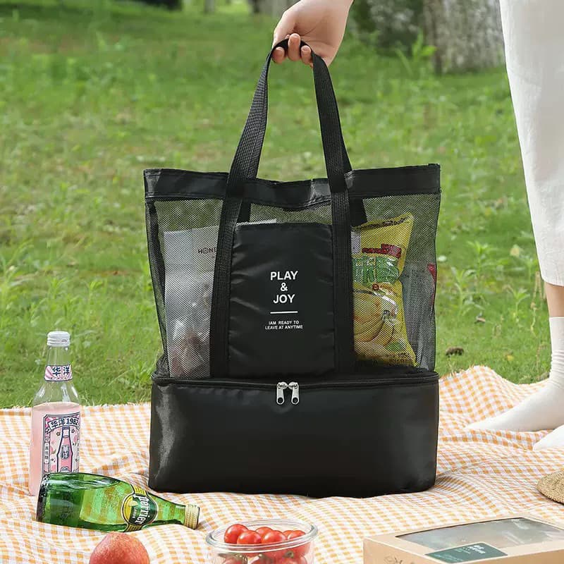 Bolsa De Praia Verão Com Compartimento Térmico Embutido Sacola De Piscina Impermeável Grande Multifuncional