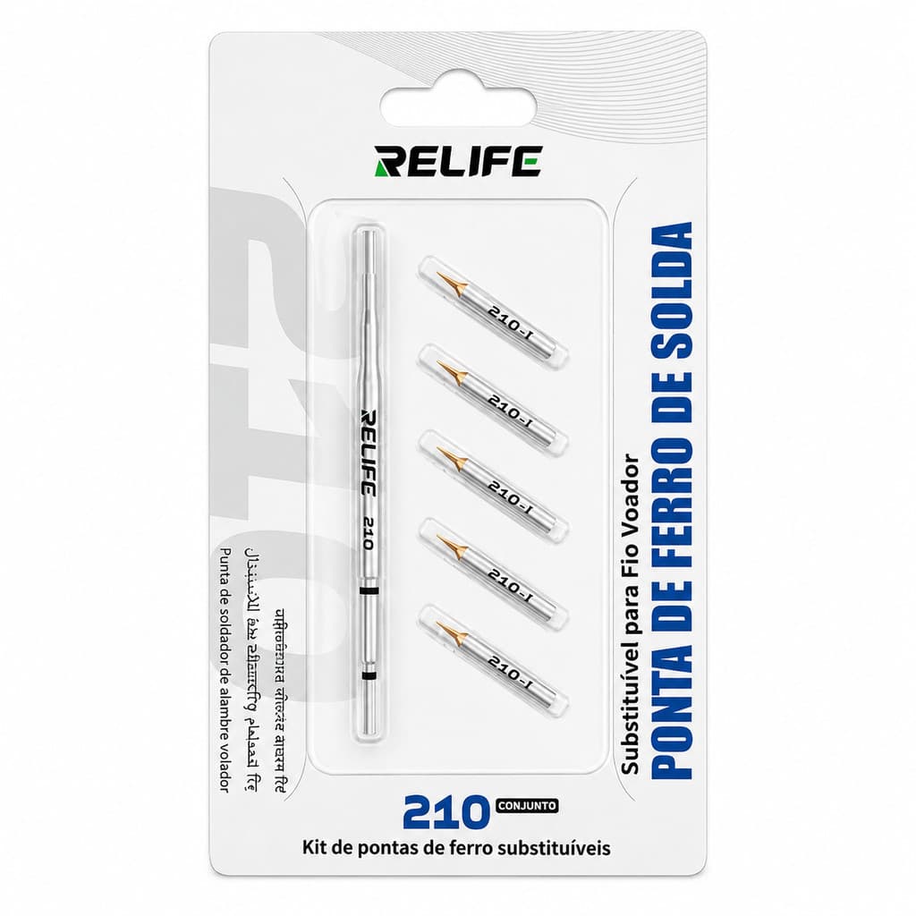 Ponta de Ferro de Solda 0.1mm RELIFE 210 Reparo Celular