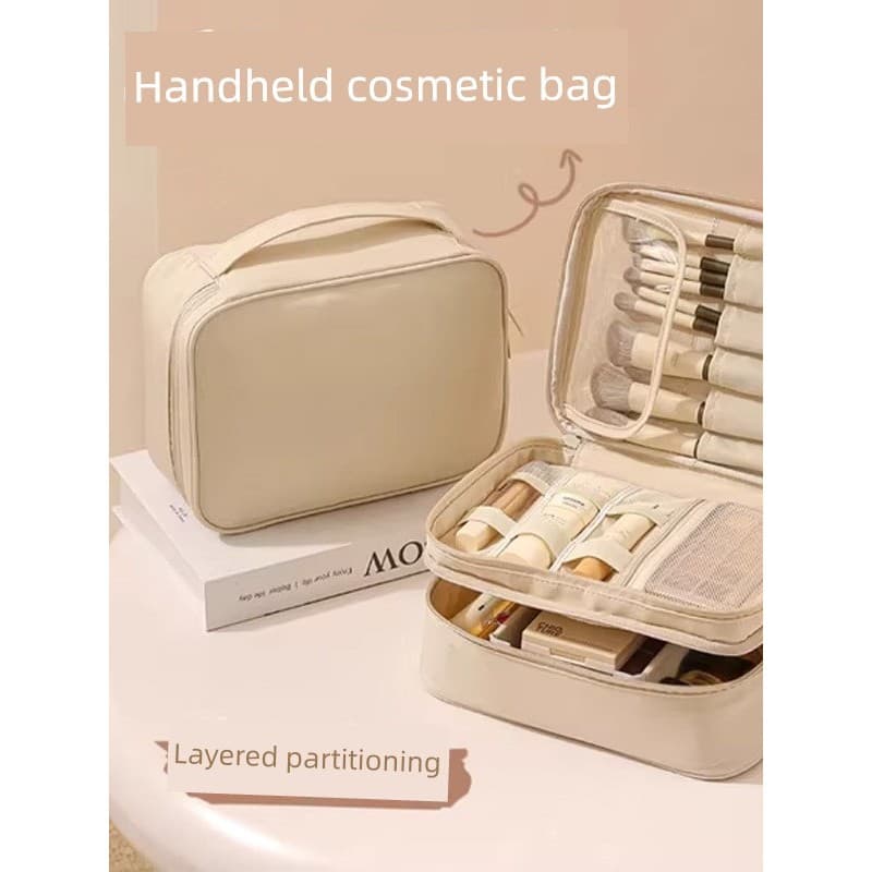 Bolsa cosmética portátil de viagem de camada dupla destacável bolsa cosmética portátil loção de água de grande capacidad