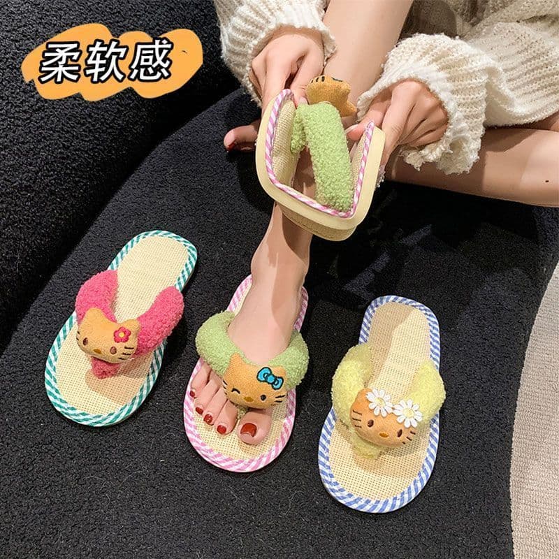 Chinelos De Verão Fofos Para Mulheres , Sola Macia De Linho Casa Interna , Silencioso , Leve , Confortável , Uso Ao Ar L