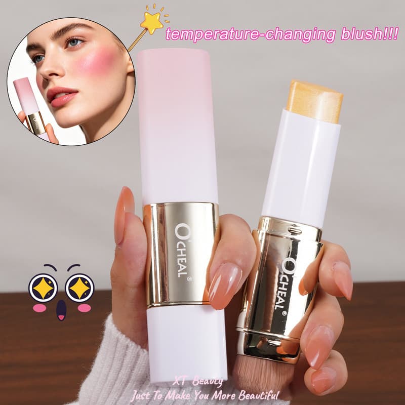 [XT] Blush multifuncional em bastão aumenta naturalmente a tez, blush, segura a maquiagem, fácil de colorir, blush em ba
