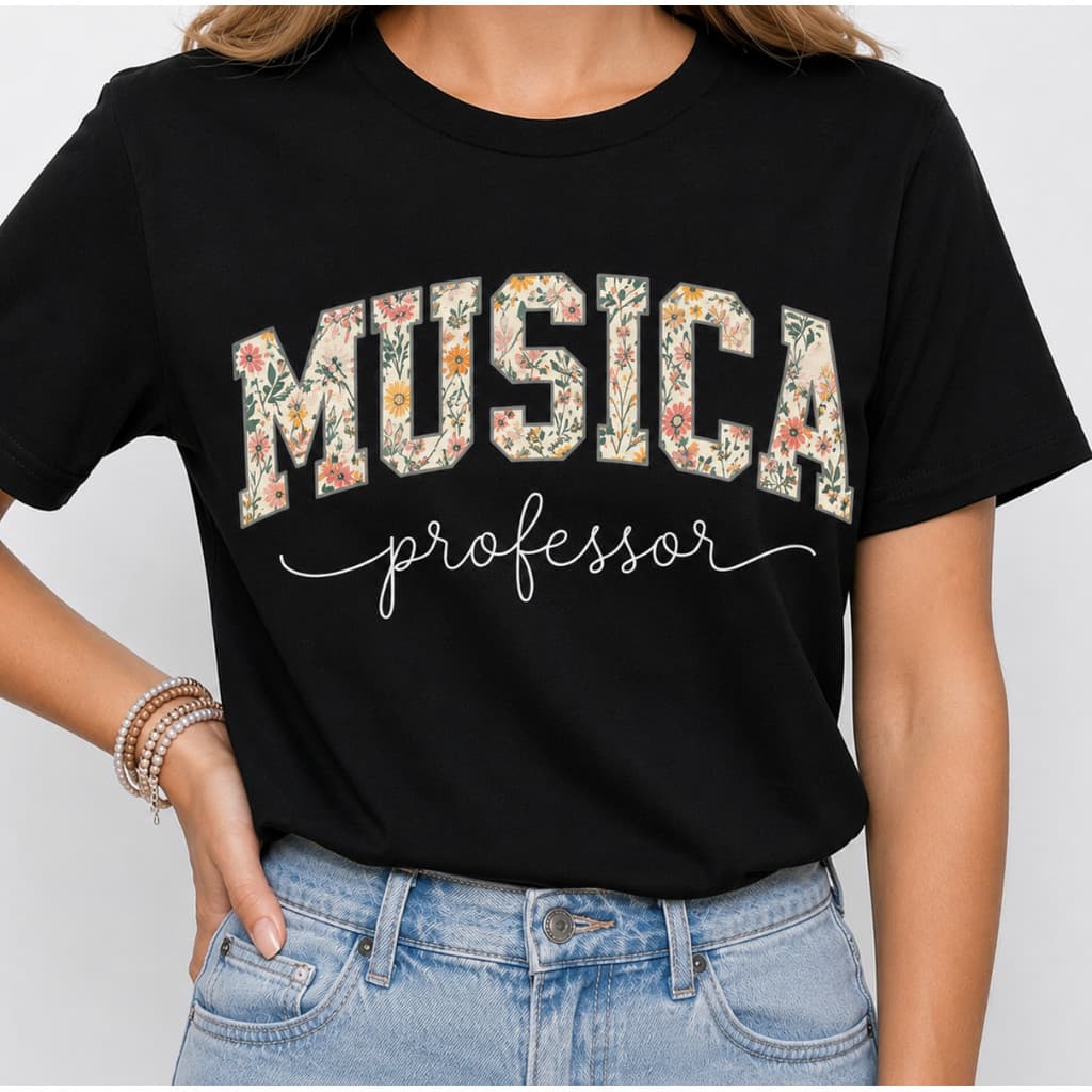 Camiseta Professora de Musica Educação Musical Estampada 100%algodao Casual