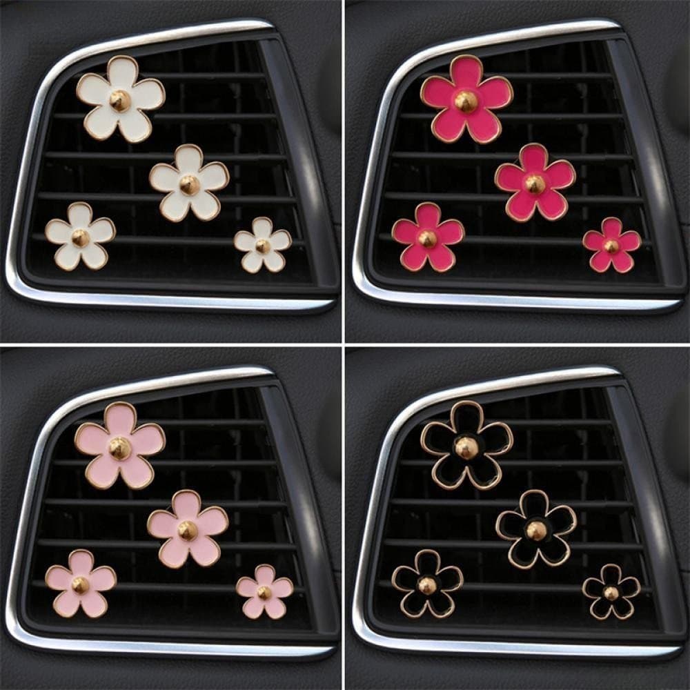 Conjunto de 4 peças de clipes de perfume para saídas de ar condicionado de carro com aroma de margarida.
