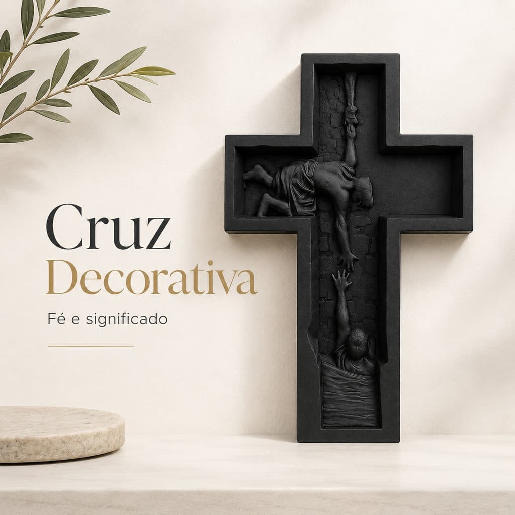 CRUZ DECORATIVA COM CENA DE RESGATE