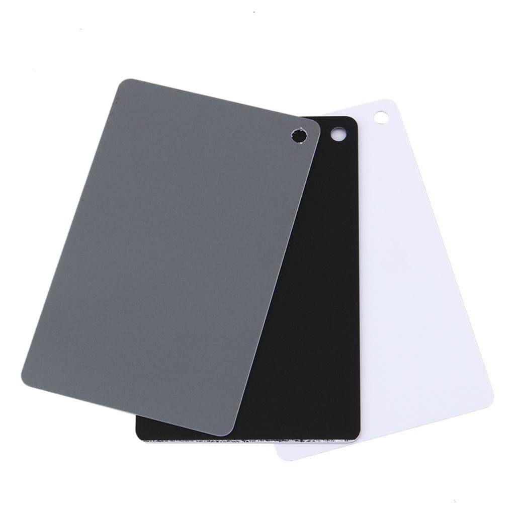 Conjunto de cartão de equilíbrio de cores de exposição fotográfica digital 3 em 1 18% cinza / branco / preto