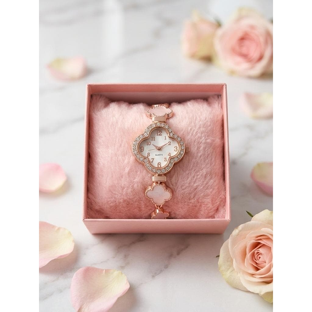 Relógio Feminino Premium Rosé Gold Trevo | Presente Perfeito
