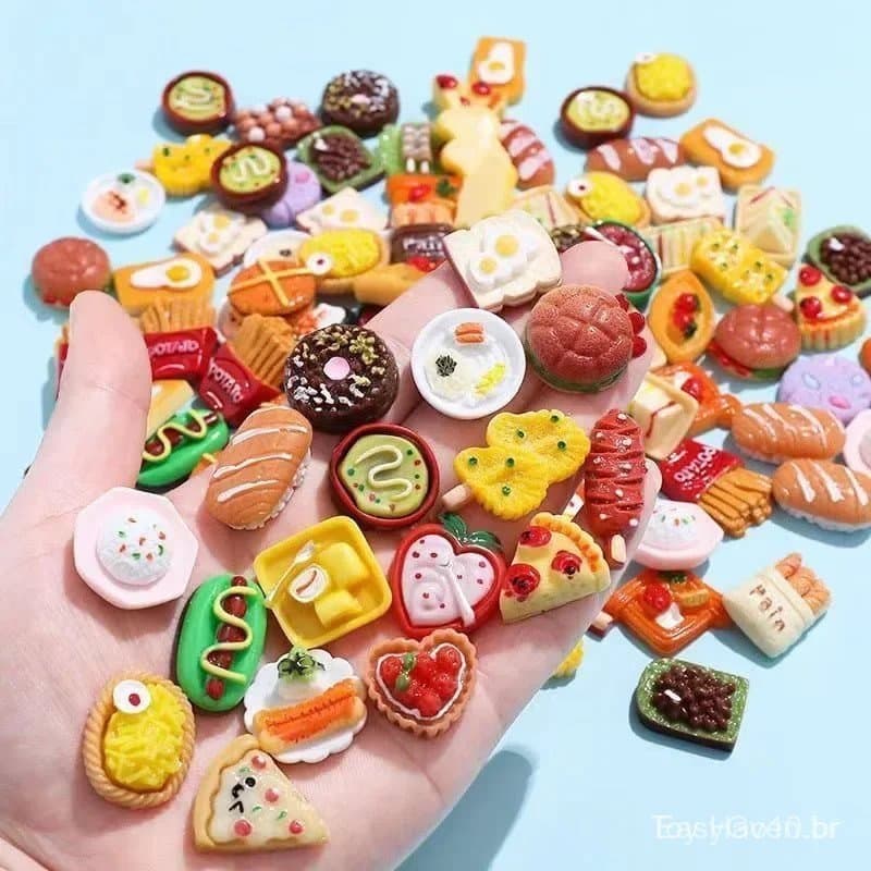 10/20/30PCS Comida de Supermercado em Miniatura Aleatória para Casa de Bonecas, Mini Bolo, Vinho, Bebida para Acessórios