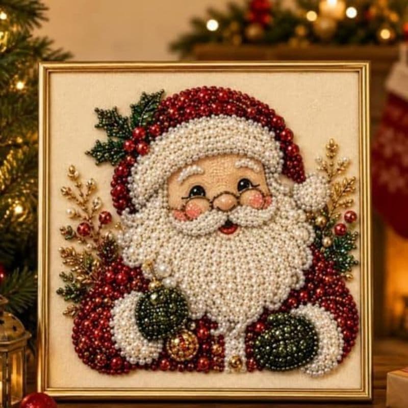 Kit De Pintura De Arte De Diamante De Pérola De Natal DIY , Design De Papai Noel , 7.87 Polegadas , Artesanato De Contas