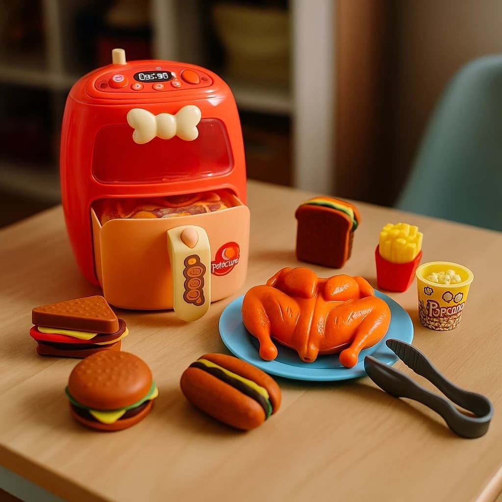 Air Fryer Infantil Brinquedo Cozinha Criança Fritadeira Faz de Conta Comidinhas Presente