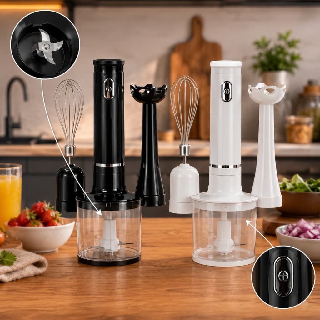 Kit Mixer Processador Batedor Alimentos Multifuncional 3 em 1 127V Praticidade Cozinha
